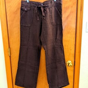 Anthropologie Hei Hei brand linen flowy pants, brown, size 12